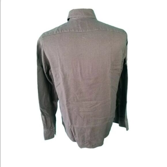 Hugo Boss Medium Brown Mini Check Cotton Long Sleeve Button Front Shirt - Picture 3 of 6